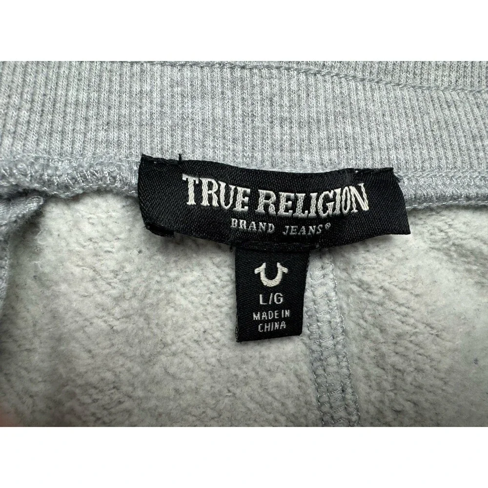 True Religion Size L Mens Activewear Jogger Pants Gray Drawstring WaisPockets